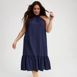 Torrid midi tie neck dress